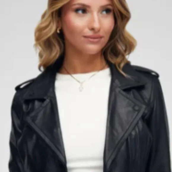new Bod & Christensen MUFFIN Cropped Leather Biker Jacket 253
